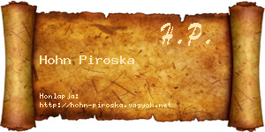 Hohn Piroska névjegykártya